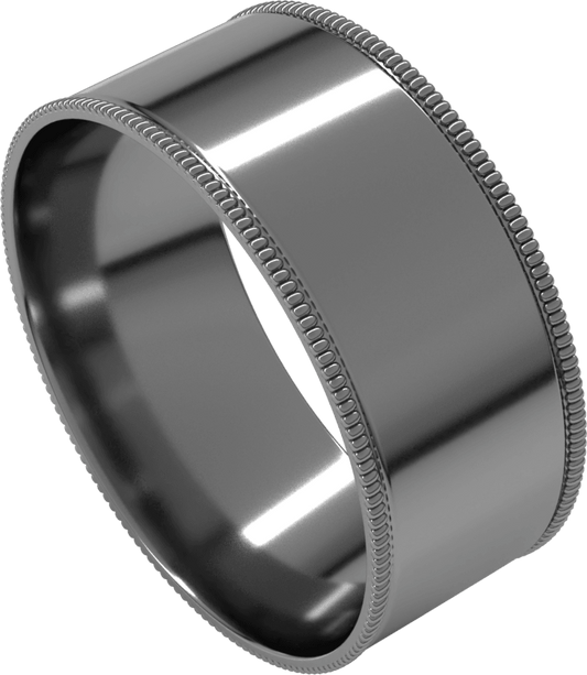 Platinum 8 mm Milgrain Comfort-Fit Flat Band
