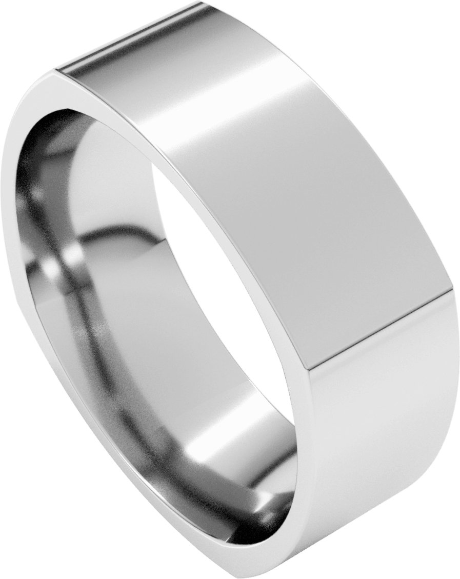 10K White Gold 7 mm Comfort-Fit Square Band