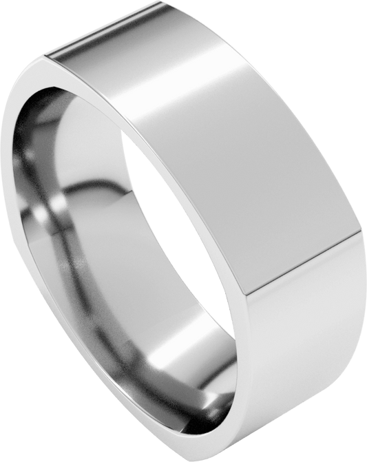 10K White Gold 7 mm Comfort-Fit Square Band