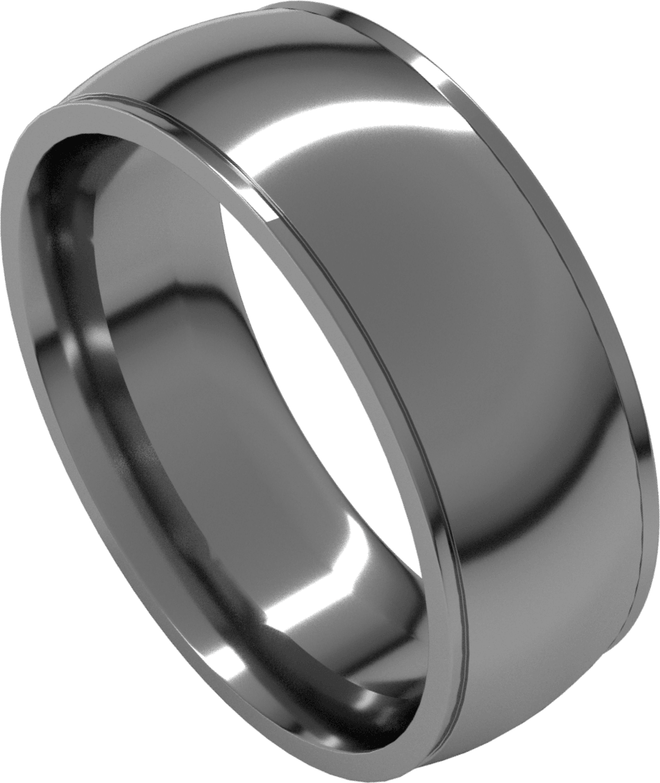Platinum 7 mm Stepped-Edge Comfort-Fit Half Round Band