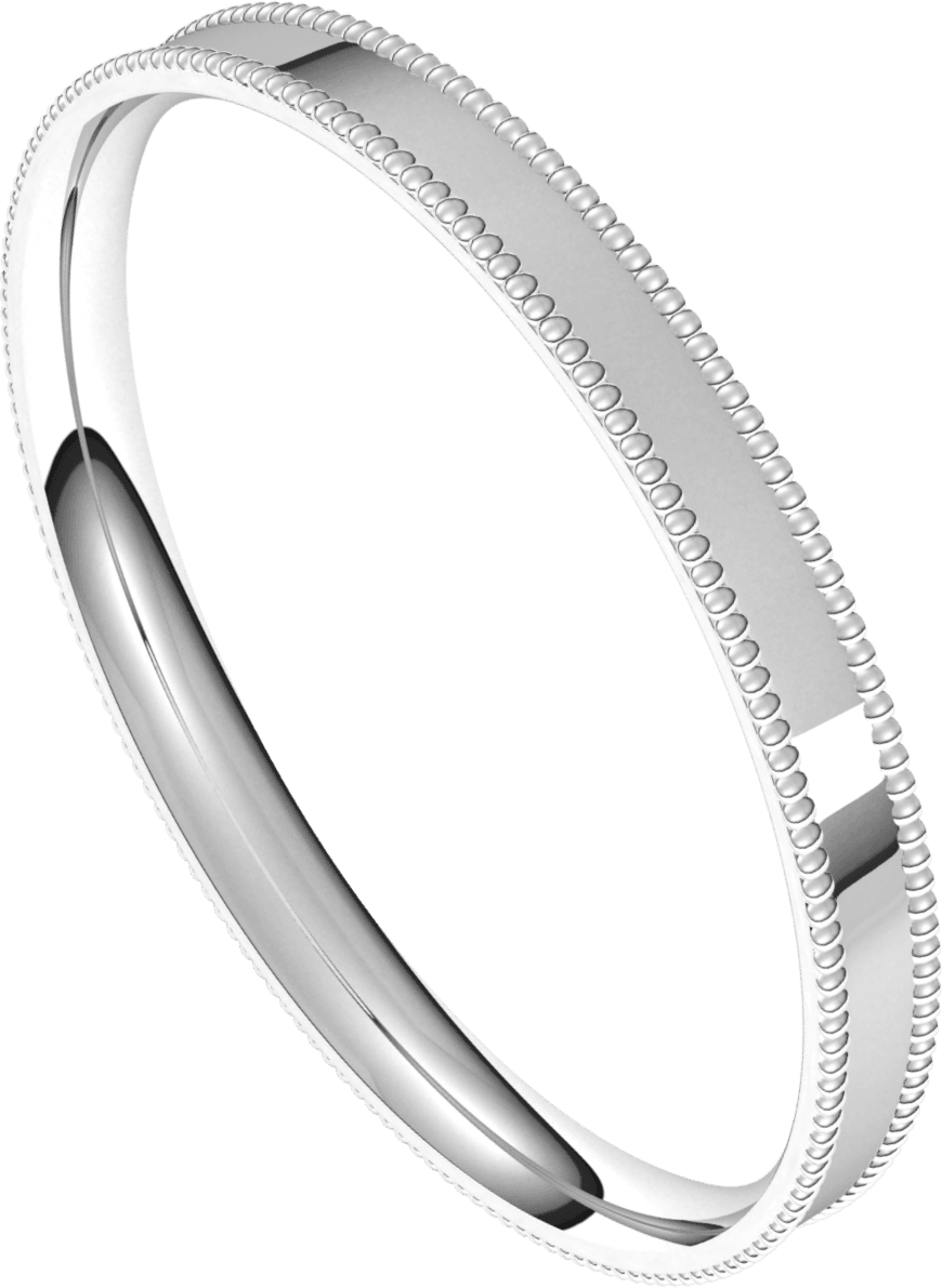 Sterling Silver 2 mm Milgrain Comfort-Fit Flat Band