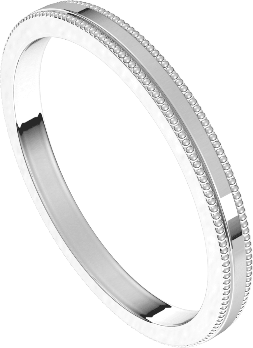 Platinum 2 mm Milgrain Flat Band