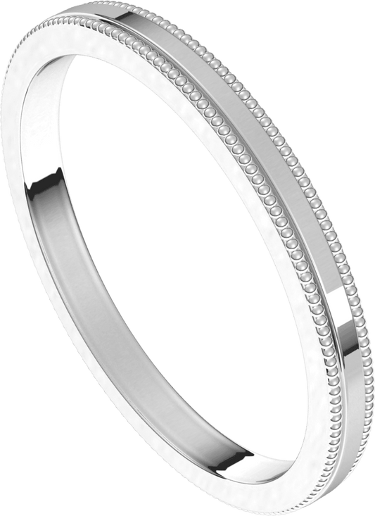 Sterling Silver 2 mm Milgrain Flat Band