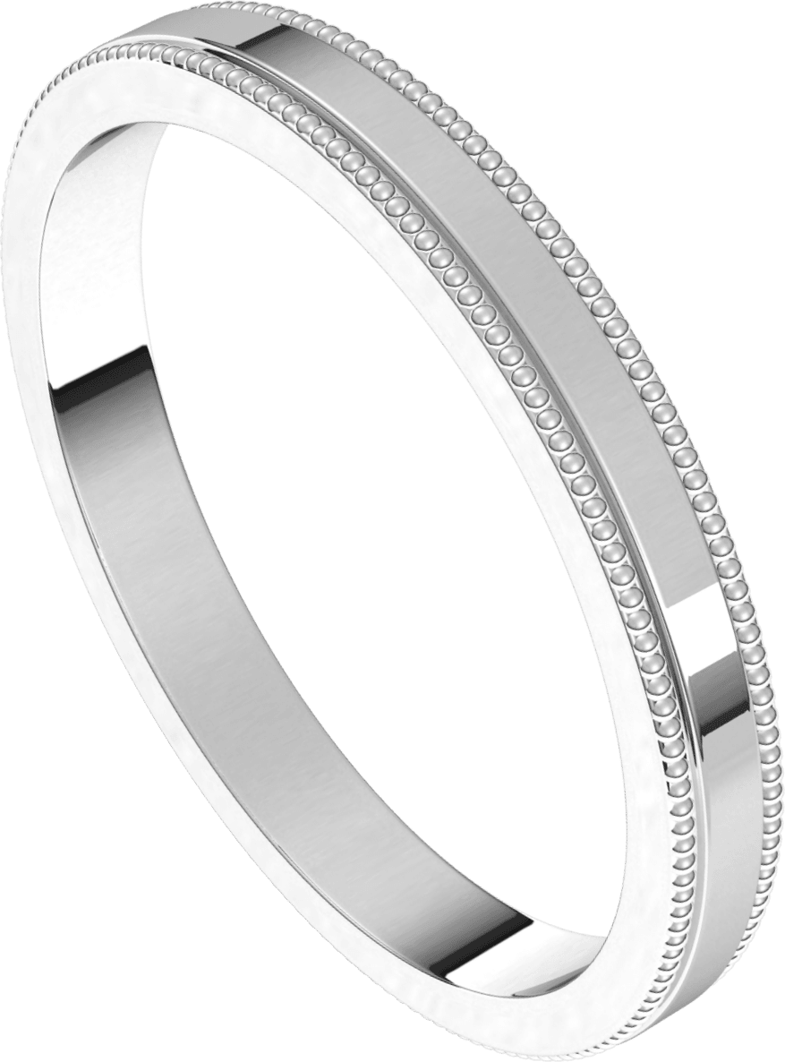 Sterling Silver 2.5 mm Milgrain Flat Band