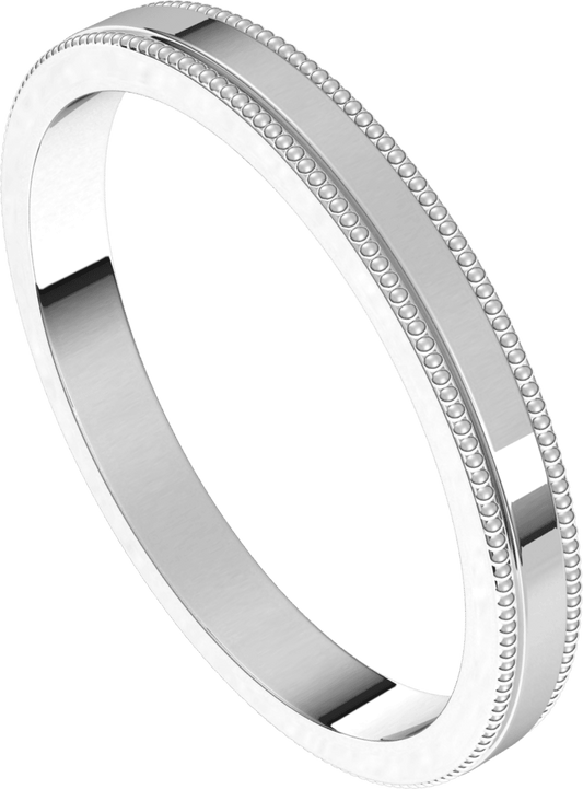Platinum 2.5 mm Milgrain Flat Band