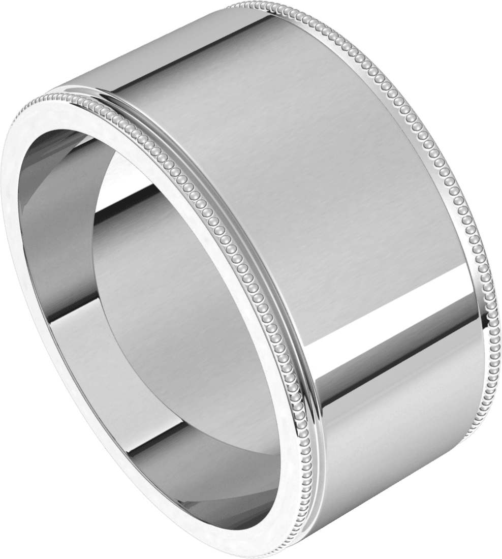 Platinum 10 mm Milgrain Flat Band