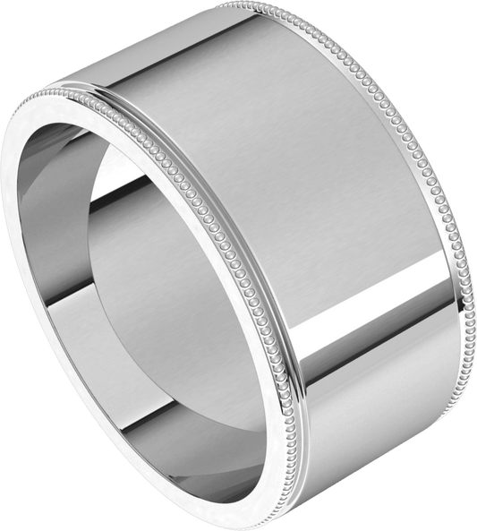 Platinum 10 mm Milgrain Flat Band
