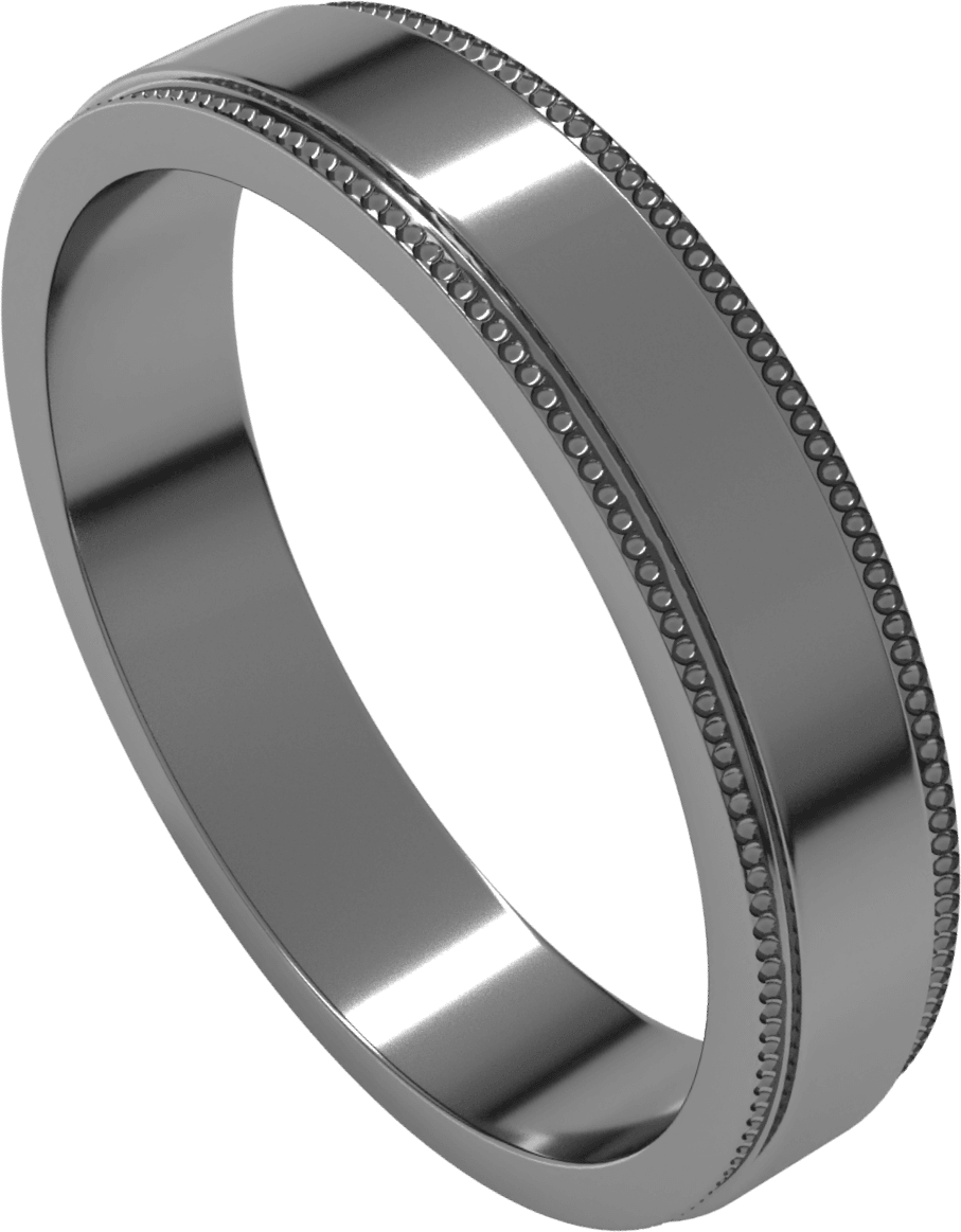 Sterling Silver 4 mm Milgrain Stepped-Edge Flat Band