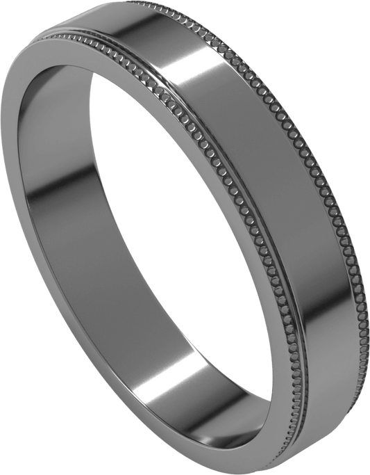Sterling Silver 4 mm Milgrain Stepped-Edge Flat Band