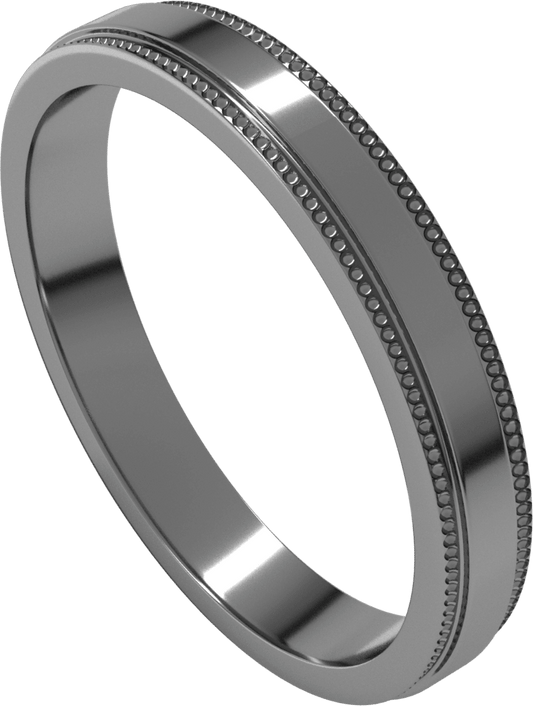 Sterling Silver 3 mm Milgrain Stepped-Edge Flat Band