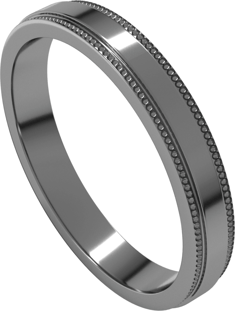 Platinum 3 mm Milgrain Stepped-Edge Flat Band