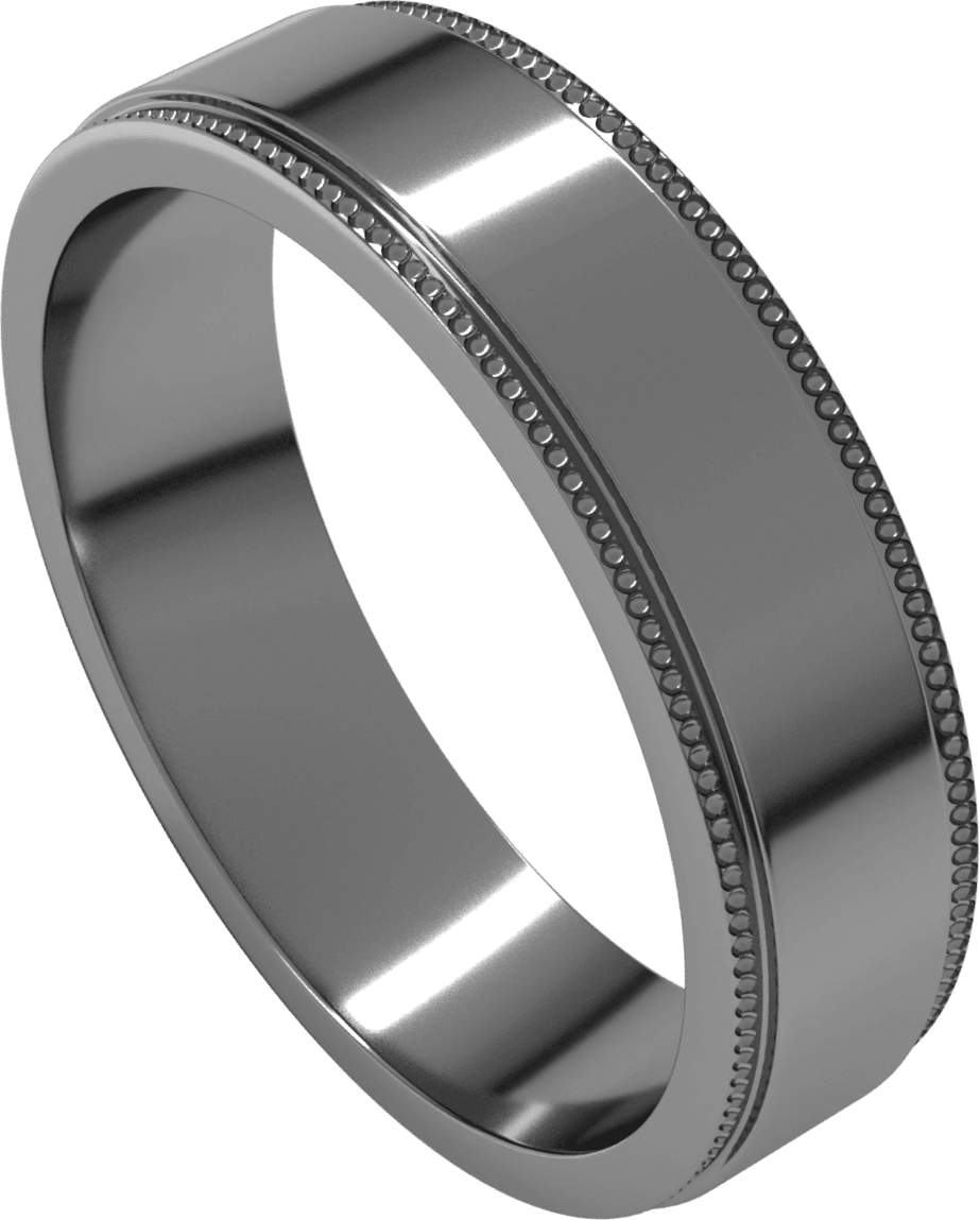 Platinum 5 mm Milgrain Stepped-Edge Flat Band