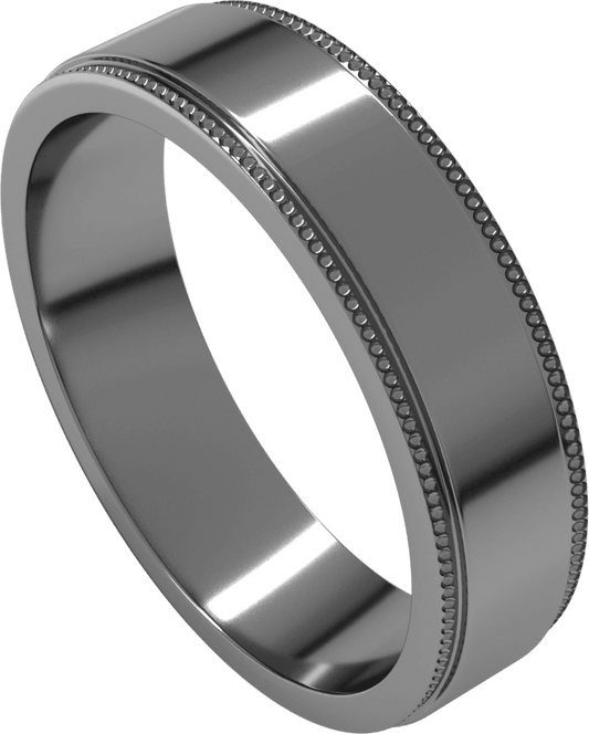 Sterling Silver 5 mm Milgrain Stepped-Edge Flat Band