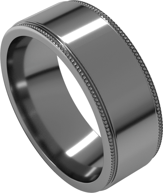 Platinum 7 mm Milgrain Stepped-Edge Flat Band