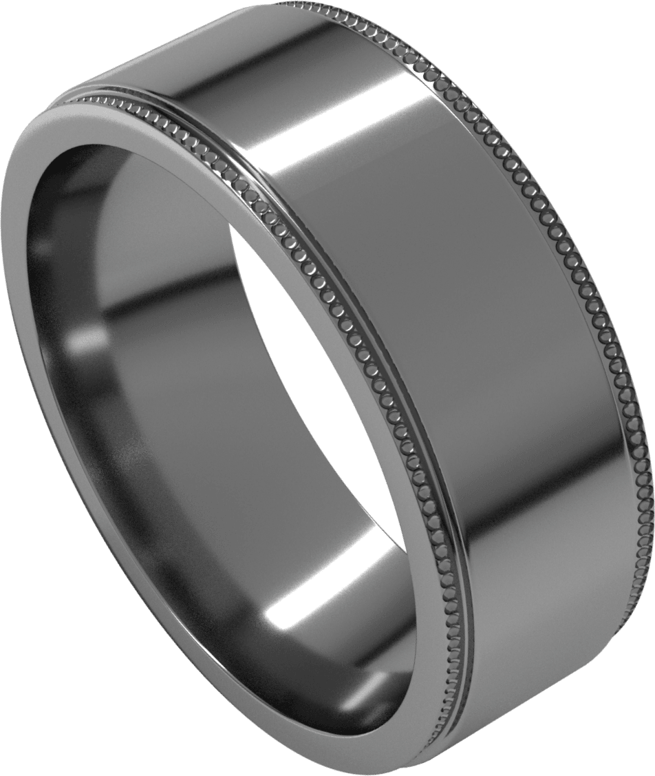 Sterling Silver 7 mm Milgrain Stepped-Edge Flat Band