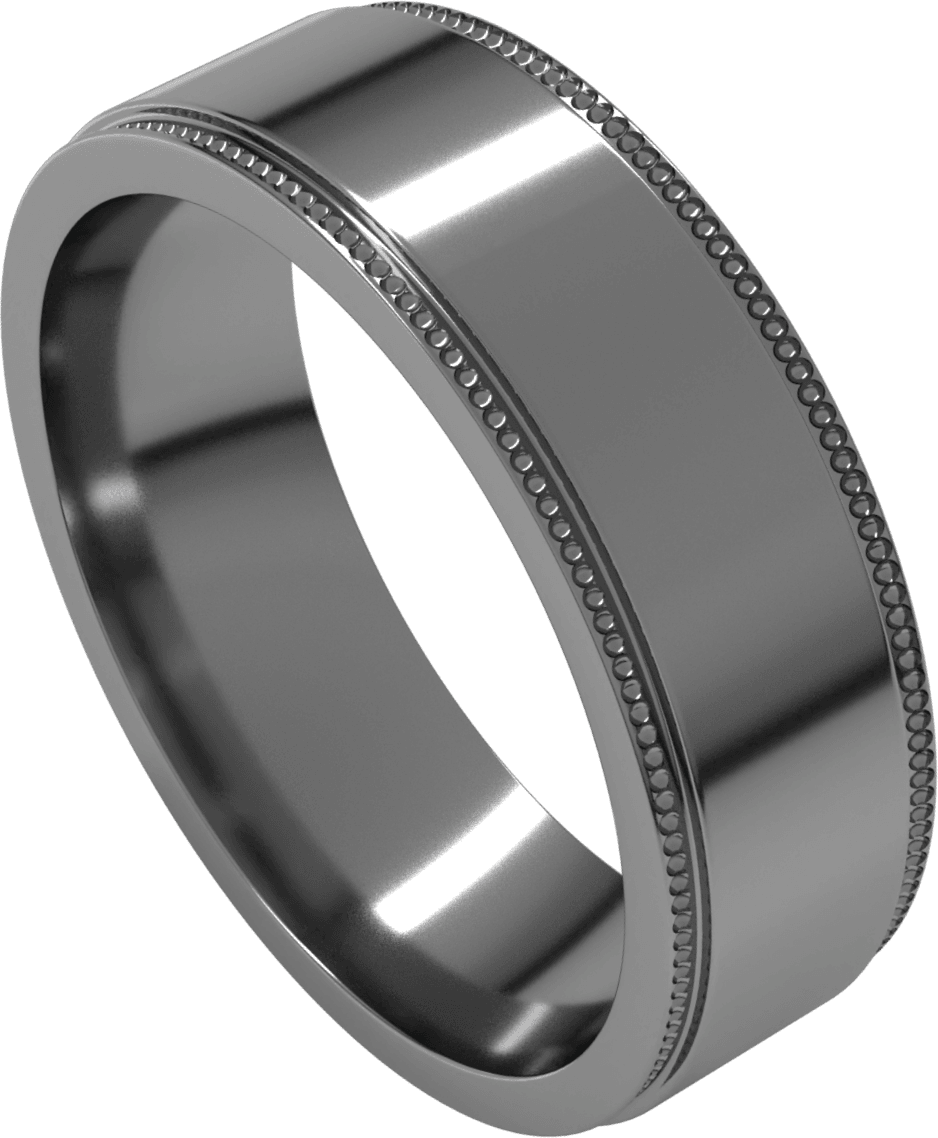 Sterling Silver 6 mm Milgrain Stepped-Edge Flat Band
