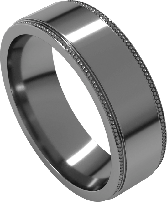 Platinum 6 mm Milgrain Stepped-Edge Flat Band