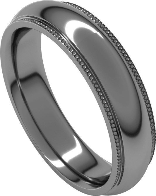 Sterling Silver 5 mm Milgrain Stepped-Edge Comfort-Fit Half Round Band