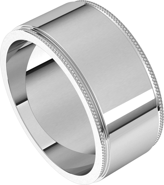 Continuum Sterling Silver 9 mm Milgrain Stepped-Edge Flat Band