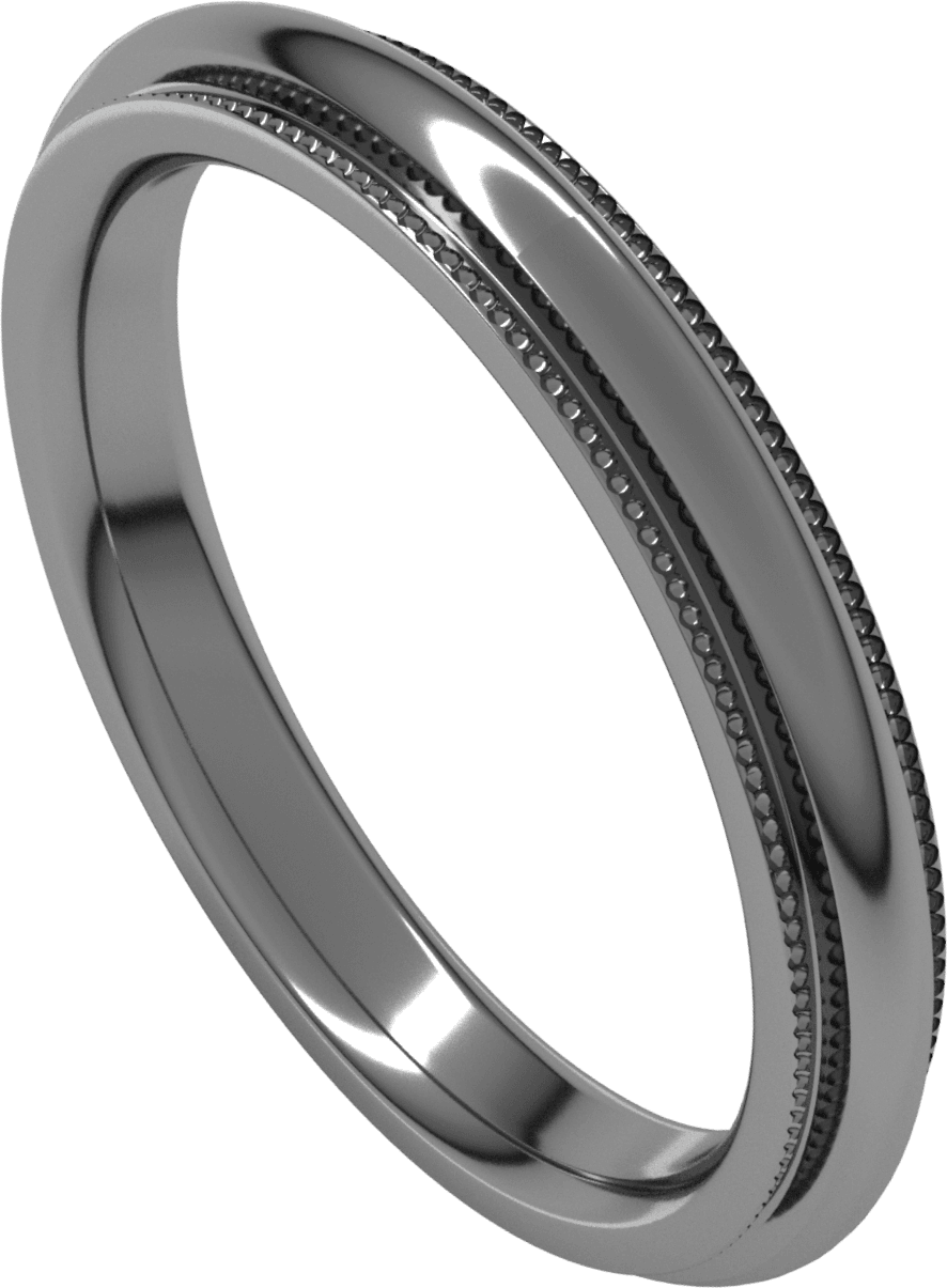 Sterling Silver 3 mm Milgrain Stepped-Edge Comfort-Fit Half Round Band