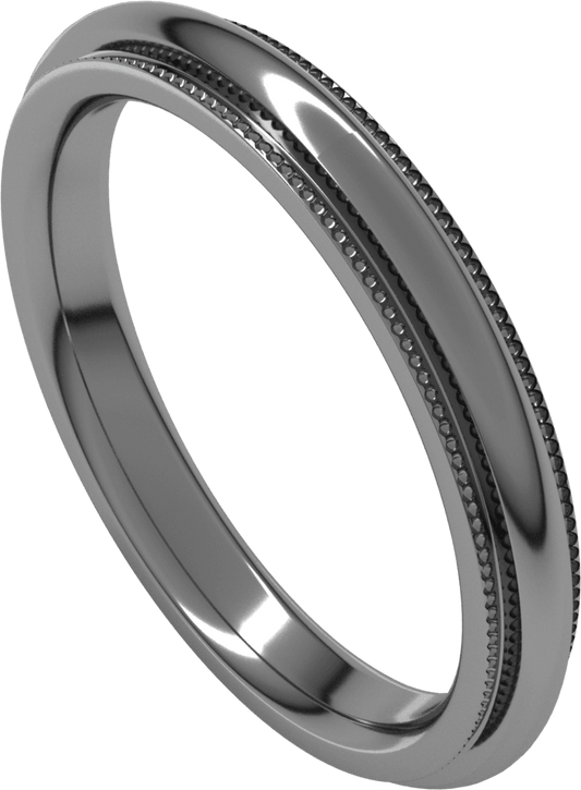 Sterling Silver 3 mm Milgrain Stepped-Edge Comfort-Fit Half Round Band