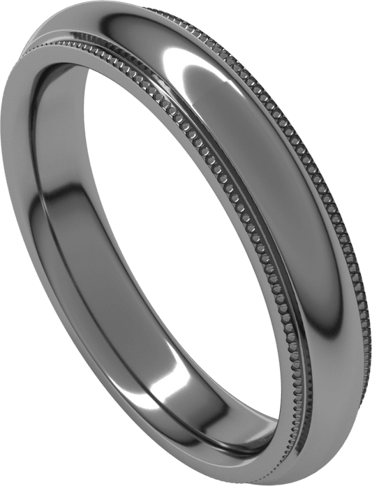 Sterling Silver 4 mm Milgrain Stepped-Edge Comfort-Fit Half Round Band