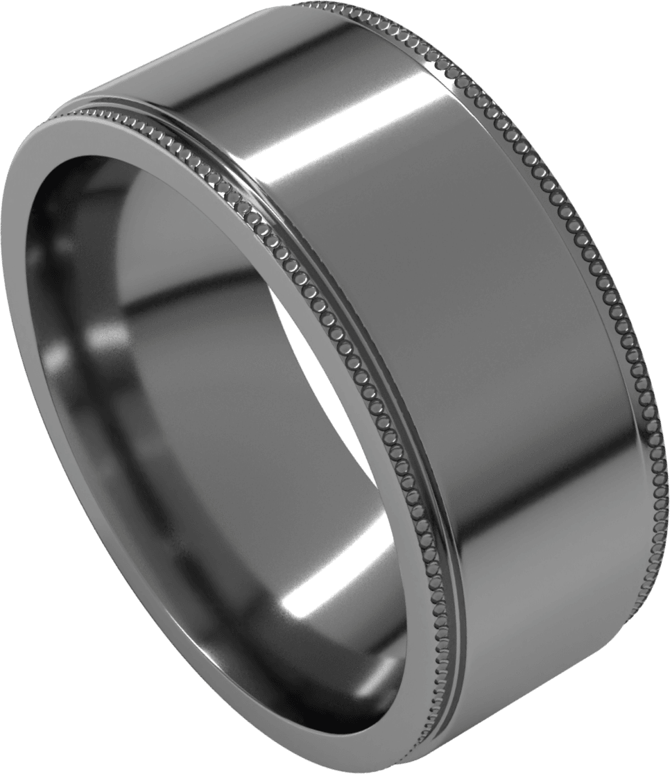 Sterling Silver 8 mm Milgrain Stepped-Edge Flat Band