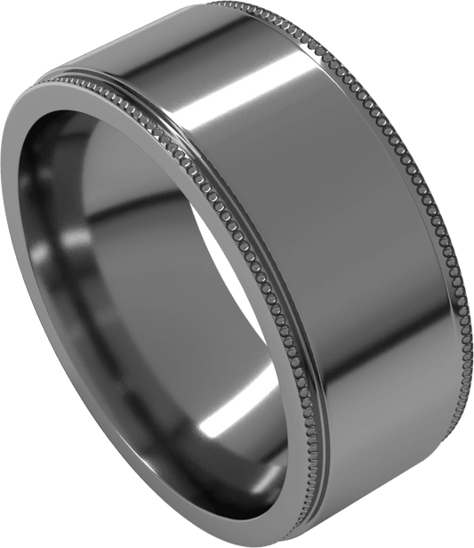Sterling Silver 8 mm Milgrain Stepped-Edge Flat Band