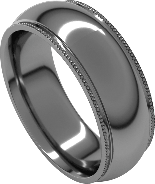 Sterling Silver 7 mm Milgrain Stepped-Edge Comfort-Fit Half Round Band