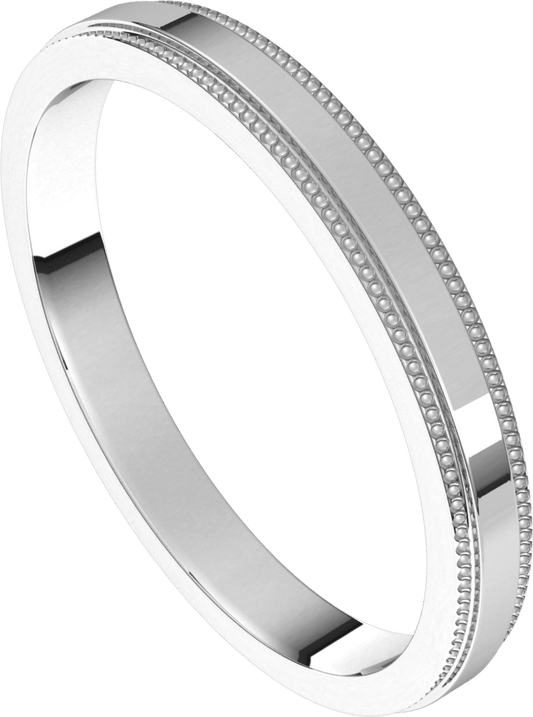 Sterling Silver 2.5 mm Milgrain Stepped-Edge Flat Band