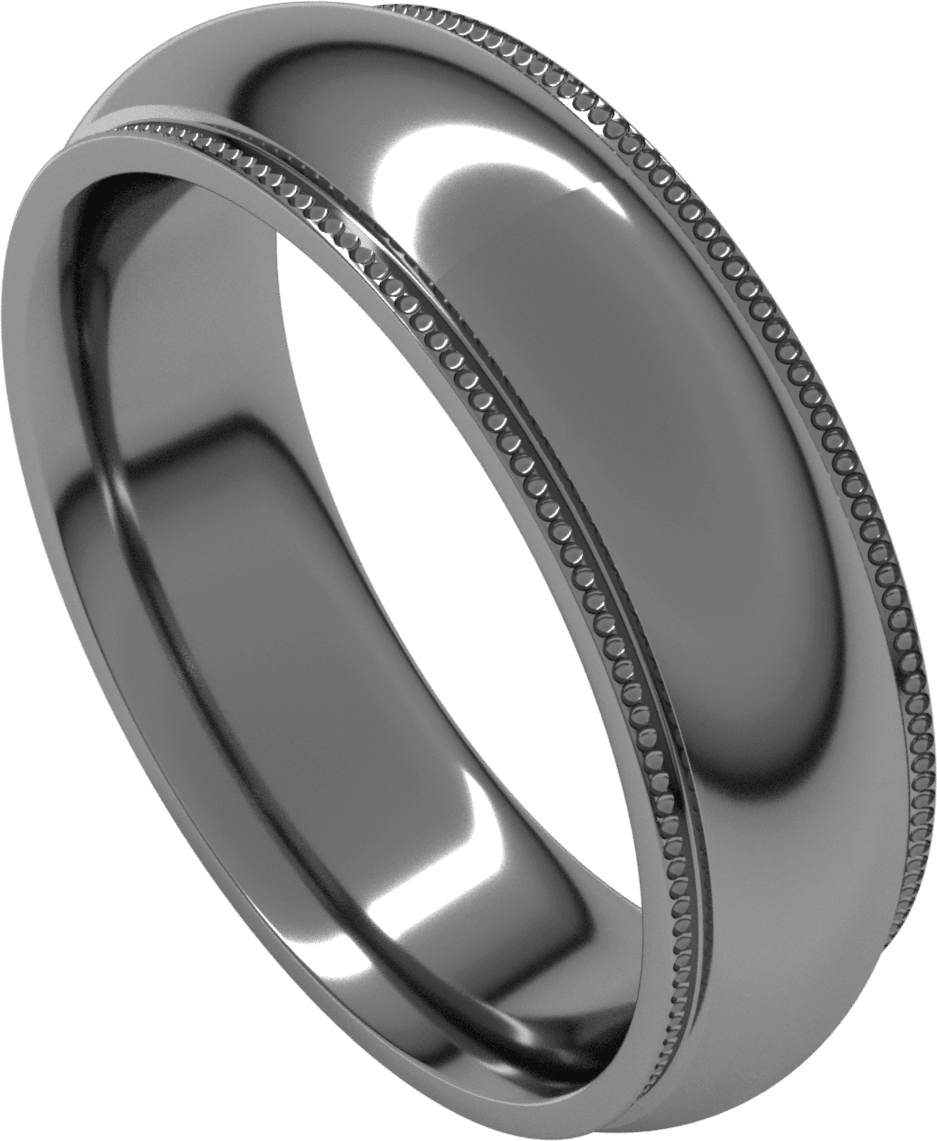 Sterling Silver 6 mm Milgrain Stepped-Edge Comfort-Fit Half Round Band