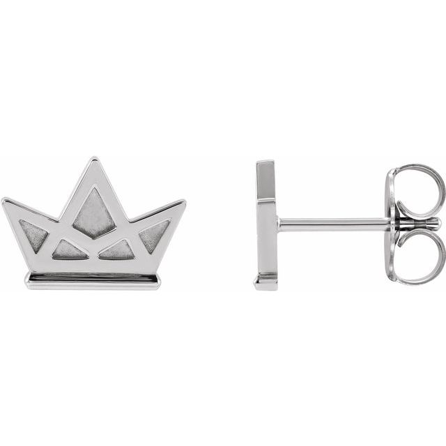 Platinum Tiny Crown Earrings