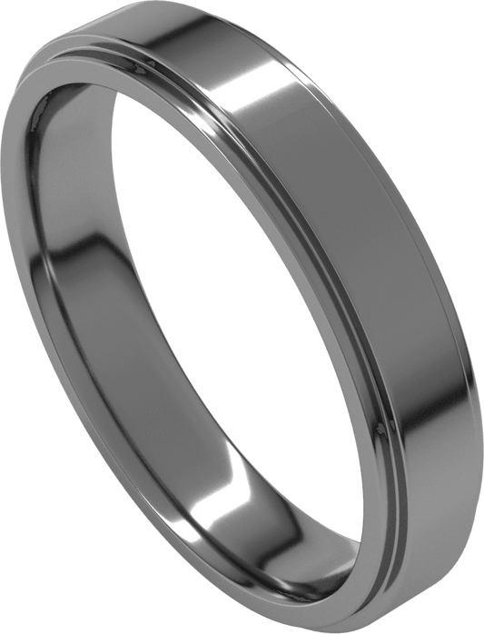 Sterling Silver 4 mm Stepped-Edge Comfort-Fit Flat Band