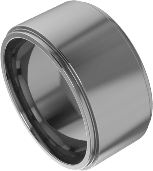 Sterling Silver 10 mm Stepped-Edge Comfort-Fit Flat Band