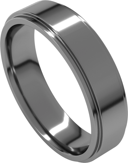Sterling Silver 5 mm Stepped-Edge Comfort-Fit Flat Band