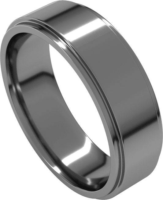 Platinum 6 mm Stepped-Edge Comfort-Fit Flat Band