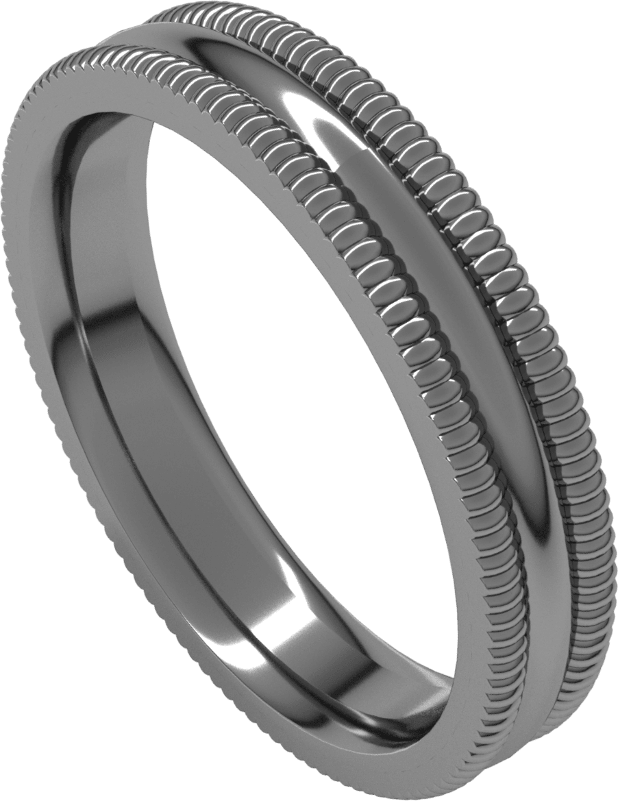 Platinum 4 mm Extra Large Milgrain Comfort-Fit Half Round Band