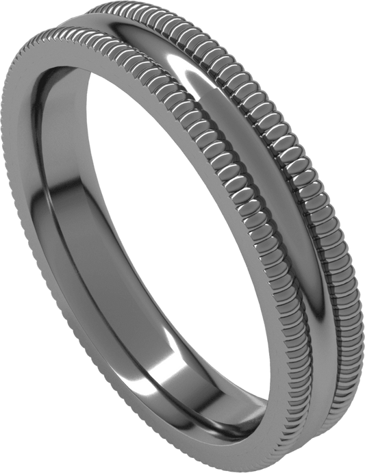 Platinum 4 mm Extra Large Milgrain Comfort-Fit Half Round Band