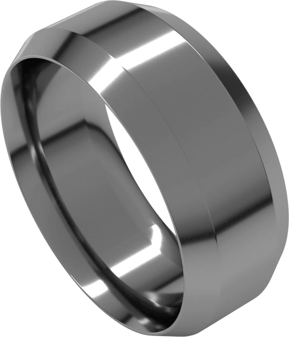 Sterling Silver 8 mm Beveled-Edge Comfort-Fit Flat Band
