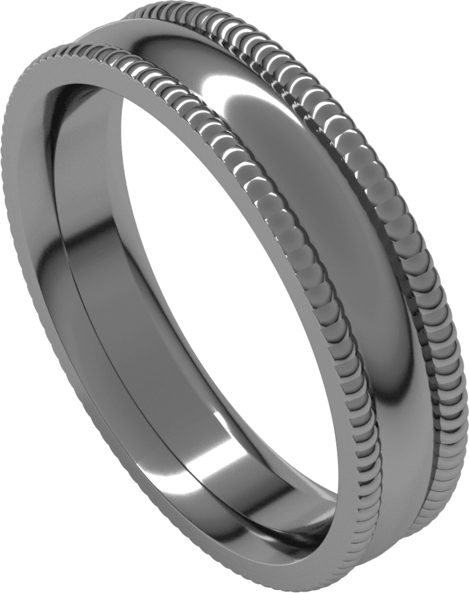 Sterling Silver 5 mm Extra Large Milgrain Comfort-Fit Half Round Band