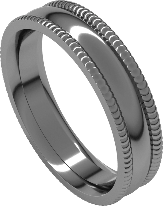 Sterling Silver 5 mm Extra Large Milgrain Comfort-Fit Half Round Band