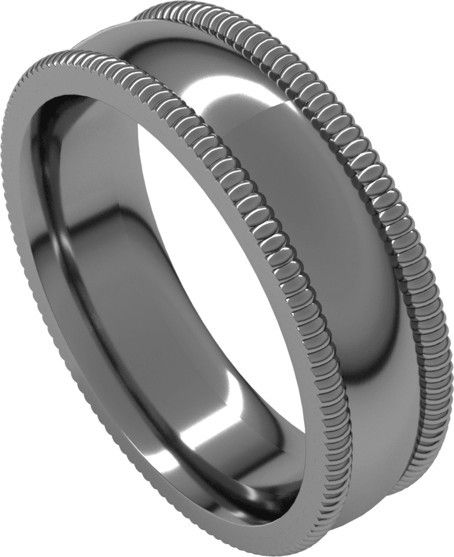 Sterling Silver 6 mm Extra Large Milgrain Comfort-Fit Half Round Band