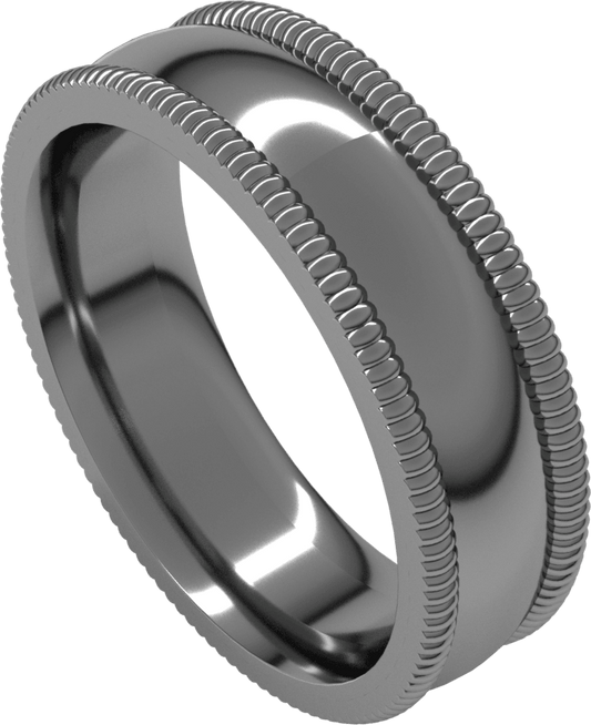 Sterling Silver 6 mm Extra Large Milgrain Comfort-Fit Half Round Band