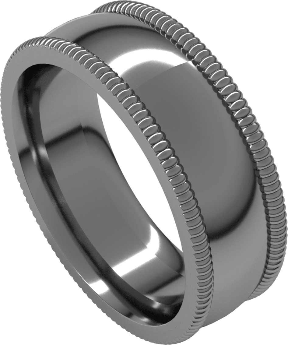 Sterling Silver 7 mm Extra Large Milgrain Comfort-Fit Half Round Band