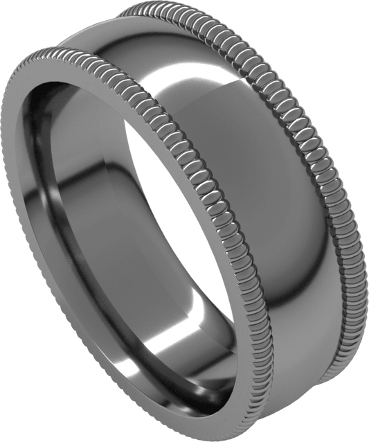 Sterling Silver 7 mm Extra Large Milgrain Comfort-Fit Half Round Band