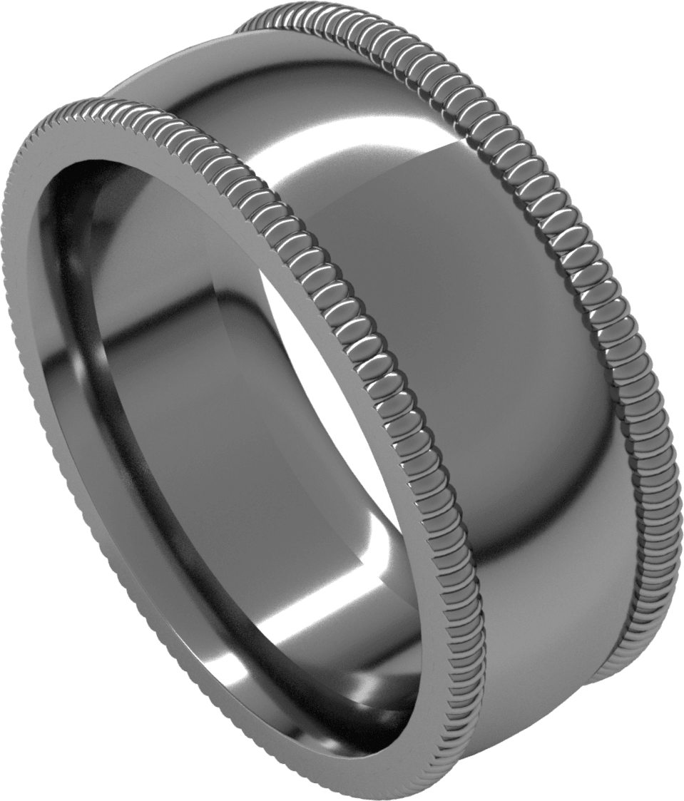 Sterling Silver 8 mm Extra Large Milgrain Comfort-Fit Half Round Band