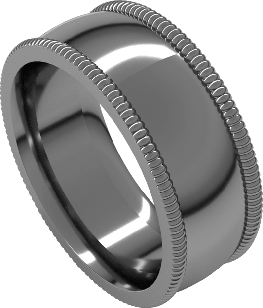 Sterling Silver 8 mm Extra Large Milgrain Comfort-Fit Half Round Band