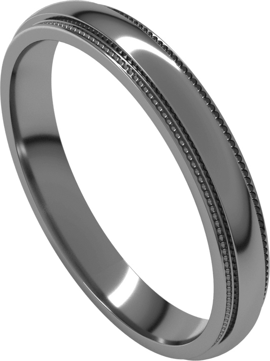 Platinum 3 mm Milgrain Stepped-Edge Half Round Band