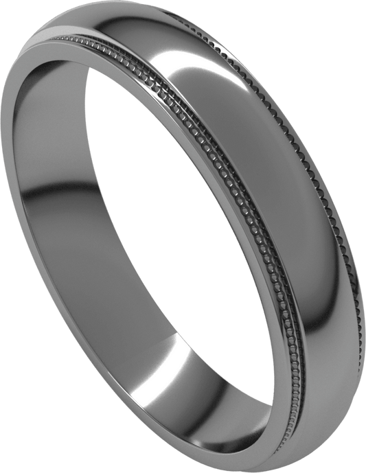 Sterling Silver 4 mm Milgrain Stepped-Edge Half Round Band