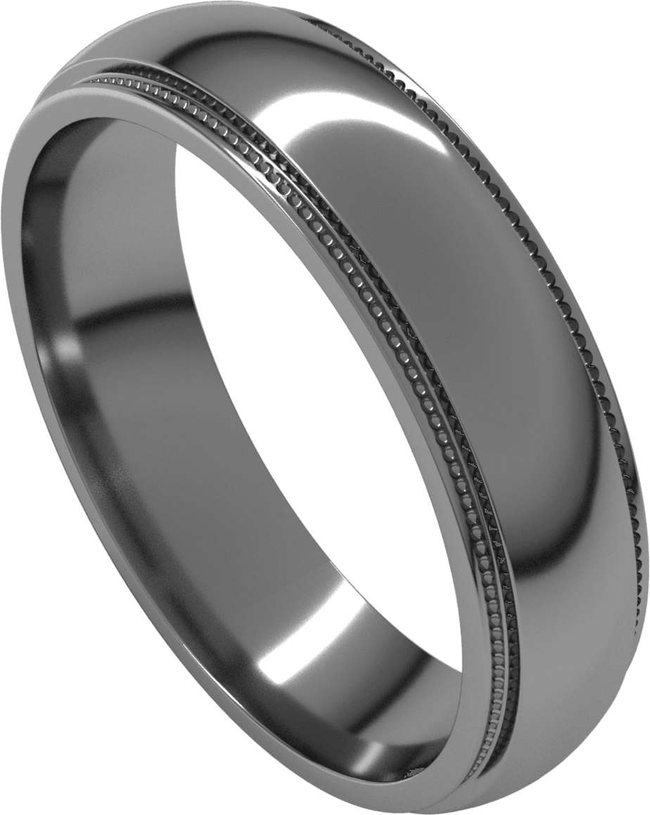 Sterling Silver 5 mm Milgrain Stepped-Edge Half Round Band